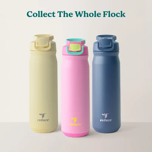 Vista 6 de REDUCE Hydrate Pro - Botella de agua aislada de acero inoxidable de 24 onzas, tapa abatible a prueba de fugas, apta para lavavajillas, sin BPA, Negro