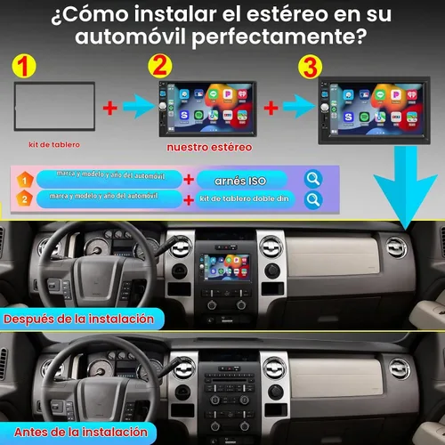 Vista 9 de Apple CarPlay inalámbrico y Android Auto, estéreo de coche doble DIN - Pantalla táctil IPS de 7", 1024*600, radio de coche FM, Bluetooth 5.2, 180W