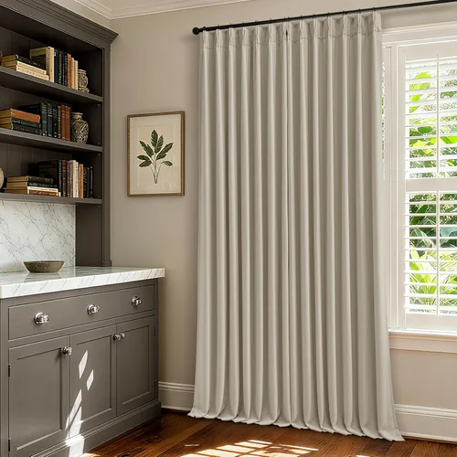 Vista 46 de Juego de 2 paneles de cortinas plisadas negras de 80 pulgadas para sala de estar, cortinas plisadas de lino con forro de 80 pulgadas de largo, 100%
