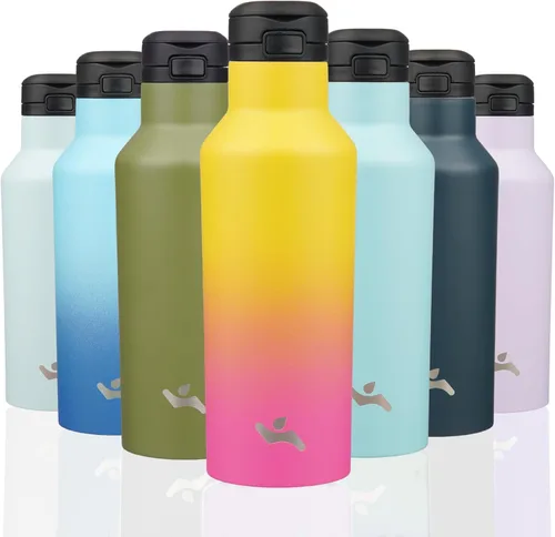 Vista 18 de Konokyo - Botella de agua aislada con popote, 25 onzas, doble pared de acero inoxidable al vacío con 2 tapas, cielo