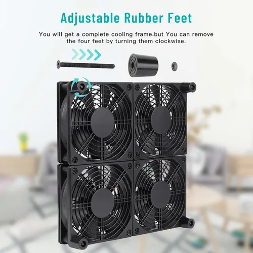 Vista 5 de Router Laptop Cooling Pad 4X 4.724 in Ventilador de computadora con enchufe de CA Ventilador de velocidad variable para bricolaje Electrónica Caja