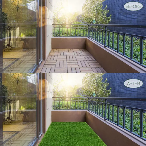 Vista 9 de AYOHA Césped Artificial 8' x 20' Césped Sintético Realista, 1.38" de Altura del Pelo, Césped Falso, Paisajismo para Áreas de Mascotas, Área