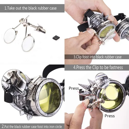 Vista 4 de FOCUSSEXY Gafas de caleidoscopio Rave Crystal Prism Steampunk Goggle Fashion