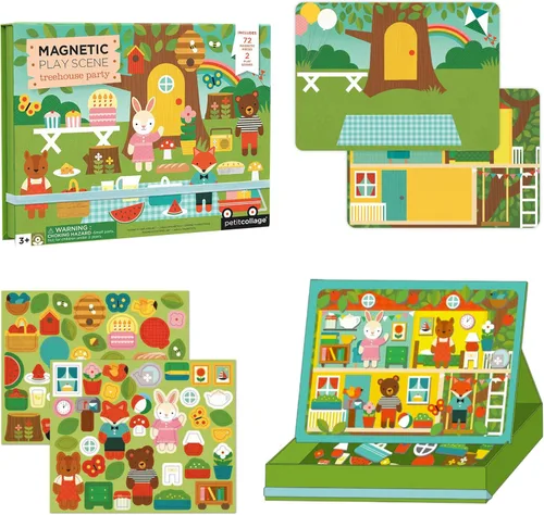 Vista 10 de Petit Collage Escena de Juego del Espacio Exterior, Piezas Magnéticas para Mezclar y Combinar, Edades 3+, 2 Escenas y 54 Piezas