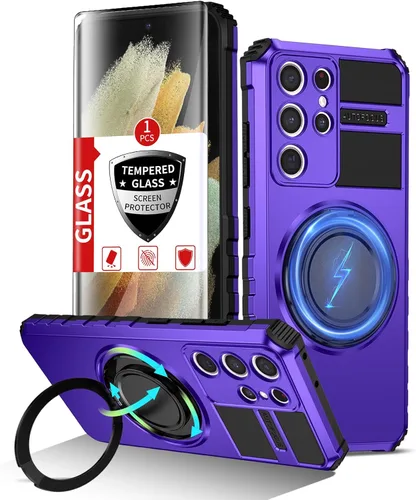 Vista 24 de Funda magnética para Samsung Galaxy Note 20 Ultra compatible con carga inalámbrica MagSafe, con 1 protector de pantalla, anillo de soporte integrado