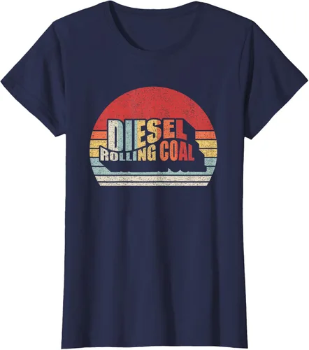 Vista 27 de Camiseta de camión diésel con motor diésel retro y divertido de carbón, Negro