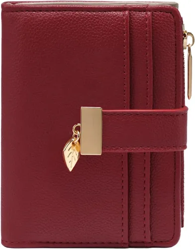 Vista 12 de Billetera pequeña para mujer, plegable, de piel suave, tarjetero con ventana de identificación, con cremallera, bolsillo para monedas, carteras