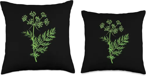 Vista 3 de Verde Hierba Planta Retro Vintage Dibujo Arte - Almohada de tiro de alcaravea