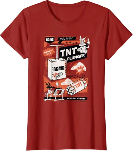 Vista 46 de Looney Tunes Wile E. Coyote - Camiseta de émbolo TNT, Blanco, S