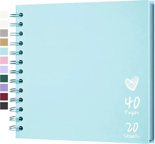 Vista 39 de Álbum de recortes de 7 x 7 pulgadas, álbum de recortes DIY de tapa dura de papel kraft, álbumes de fotos, 40 páginas, perfecto para fotos de 4 x 6