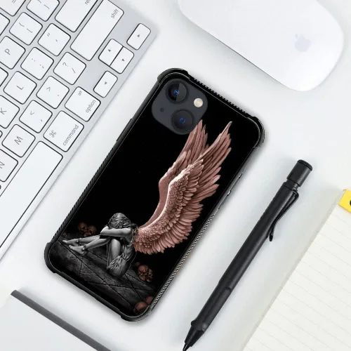 Vista 5 de DAIZAG Funda compatible con iPhone 14 Pro Max, protección contra arañazos, diseño de alas de ángel para niña