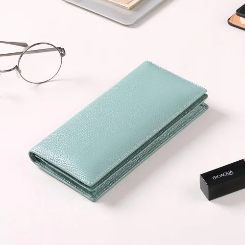 Vista 6 de GOIACII Carteras para mujer bloqueo RFID ultradelgadas cuero real tarjetero de crédito