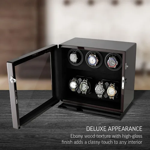 Vista 2 de Bobinador de reloj para 7 relojes con retroiluminación interior opción de parada del motor y opción de alimentación de batería