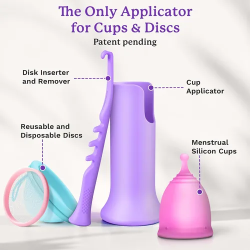 Vista 2 de Ecoblossom Herramienta Aplicadora de Copa Menstrual y Disco - Inserción y Extracción Cómoda y Fácil - Compatible con la Mayoría de Copas y Discos