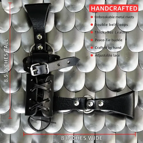 Vista 34 de Armory Replicas™ - Rana espada de cuero hecha a mano – Disfraz medieval LARP hebilla ajustable y cinturón de arma con cable soporte