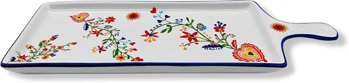 Vista 4 de Cerámica portuguesa Alcobaça Tabla de servir queso de cerámica floral