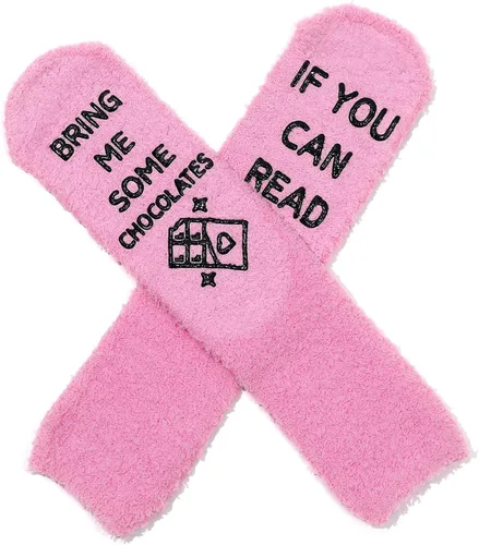 Vista 43 de CHANGGER Calcetines unisex con texto en inglés "If You Can Read This Bring Me Some Fuzzy Funny Saying Crew Socks Christmas Unisex Gift