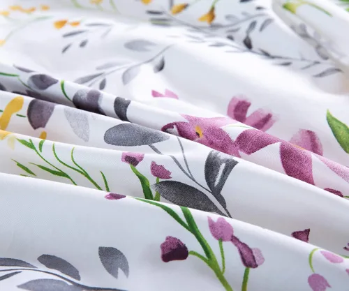 Vista 2 de Eikei Windflower Bedding Bloomfield - Juego de funda de edredón floral de 3 piezas de algodón botánico con naturaleza, vides, ramas, pájaros, Blanco