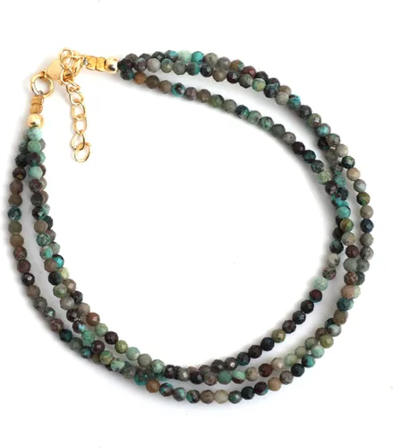 Vista 21 de Gempires - Pulseras de cuentas naturales de múltiples hebras, ligeras, hechas a mano, hipoalergénicas, de 8 pulgadas, chapadas en oro, elegantes