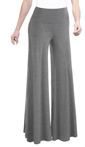 Vista 17 de Made By Johnny MBJ - Pantalones Palazzo de pierna ancha sólidos y teñidos con técnica batik, cómodos y casuales para mujer (XS~5XL)