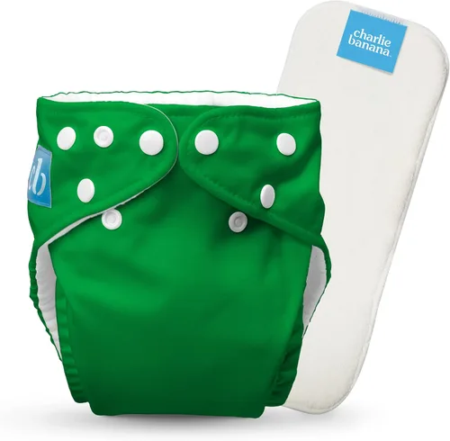 Vista 9 de Charlie Banana Pañales de tela, reutilizables, lavables, ajustables, talla única, para bebés y niños pequeños, con inserto absorbente, aviador