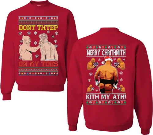 Vista 26 de wild custom apparel Merry Chrithmith Kith My Ath suéter feo de Navidad divertido con cuello redondo sudadera Negro