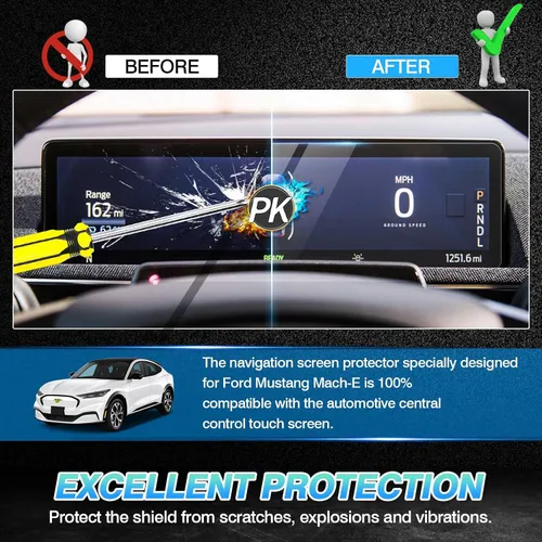 Vista 4 de Autorder 2 protectores de pantalla para Ford Mustang Mach-E Mach E 2021-2025 2026, accesorios de navegación de 15.5 pulgadas y película protectora
