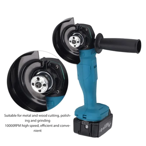 Vista 5 de Amoladora angular inalámbrica, potente motor sin escobillas de 10000 RPM con mango antideslizante, herramienta de amoladora angular para muela