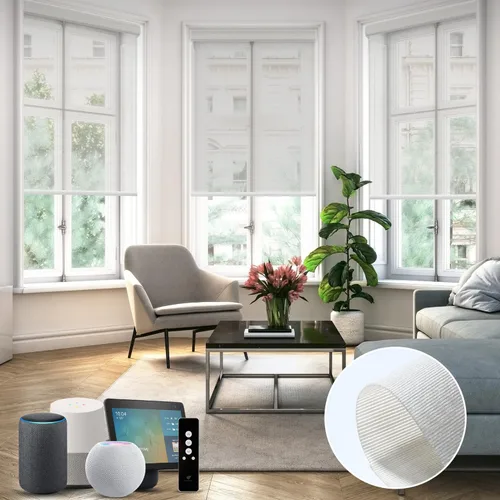 Vista 7 de SmartWings Persianas Motorizadas con Sombras para Ventana Control Remoto Funciona con Thread Apple Homekit Z-Wave Alexa 100% Blackout de Doble Cara