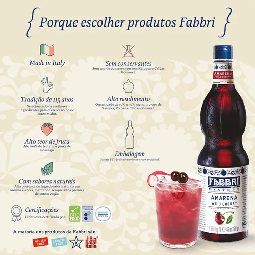 Vista 4 de Fabbri Jarabe aromatizante, flor de saúco, 33.8oz (1L) Fabricado en Italia