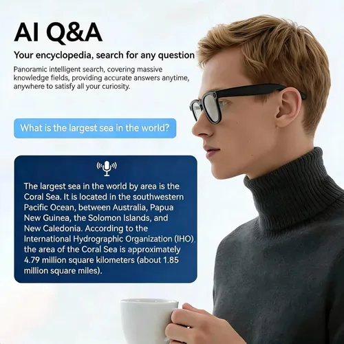 Vista 5 de REEDTOCK Lentes inteligentes con inteligencia artificial con cámara, grabación de video HD 1080P, gafas de cámara Bluetooth de 8 MP, cancelación