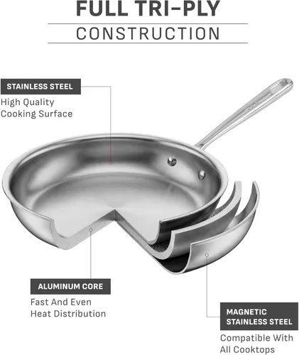 Vista 2 de T-Fal Pro Tri-Ply - Juego de utensilios de cocina de acero inoxidable de 3 piezas, utensilios de cocina por inducción, apto para horno a 500°F
