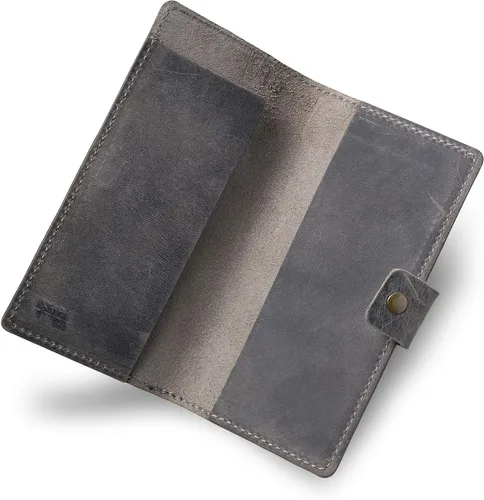 Vista 9 de PEGAI Handmade Minimalist Design Checkbook Cover 100% Distressed Full Grain Horse Leather Checkbook Wallet Business Checkbook Binder Clark
