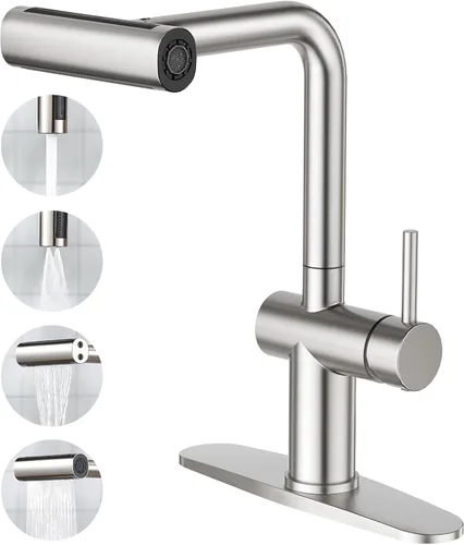 Vista 13 de CREA Grifo negro mate solo para agua fría, para cocina, bar, fregadero al aire libre, 1 agujero, 3 agujeros (con placa de cubierta), arco alto