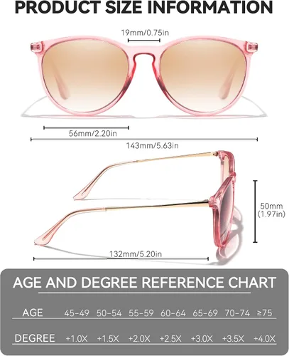 Vista 6 de IGnaef Reading Sunglasses for Women, Full Lens readers UV400 Protection IF8859