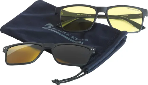 Vista 4 de Eagle Eyes Lentes magnéticos SOL 2 en 1 – Gafas de sol polarizadas para día y gafas de conducción nocturna amarillas antirreflejantes
