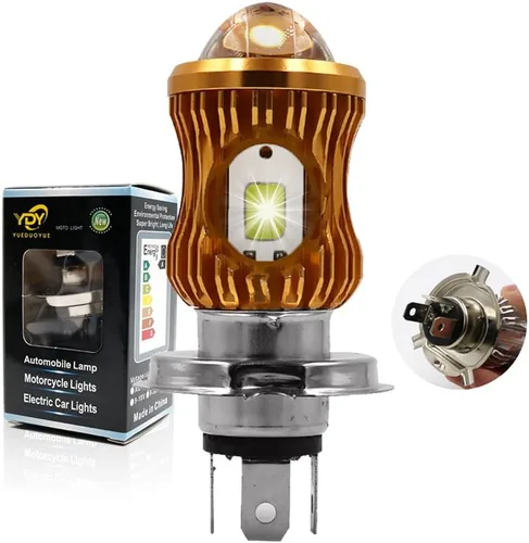Vista 9 de YSY 1 unidad 10000 lm H4 LED Moto HB2 9003 HS1 Bombillas LED para faros de motocicleta con lente CSP, luz blanca y amarilla, lámpara Hi Lo, Gris