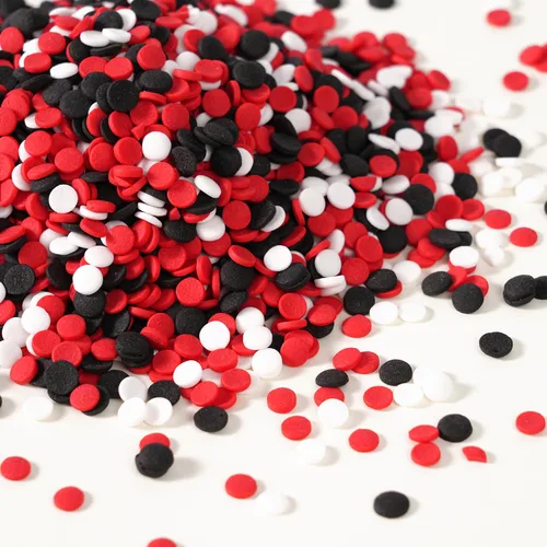 Vista 39 de Chispas negras, chispas de confeti negro para decorar pasteles, chispa redonda para cupcakes, helados, rosquillas, galletas, chocolate (120g/4.23oz)