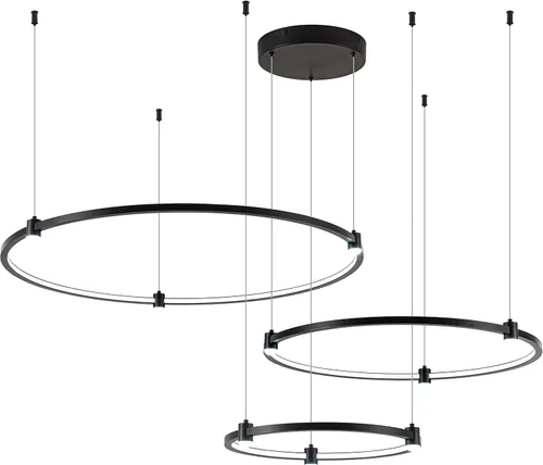 Vista 15 de Lámpara colgante LED moderna regulable de 23.6 pulgadas, color negro, 1 anillo circular, para sala de estar, comedor, cocina, oficina, vestíbulo