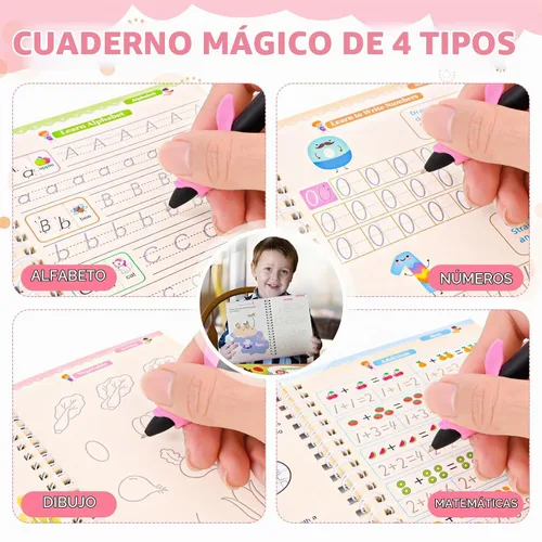 Vista 4 de Libros de escritura reutilizables con ranuras mágicas, libro de trabajo