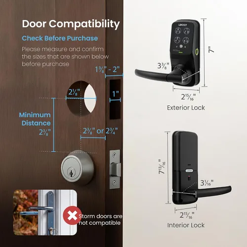 Vista 6 de Lockly Secure Pro Smart Lock Wi-Fi, cerradura de puerta digital de entrada sin llave, sensor de huellas dactilares biométrico 3D, cerradura