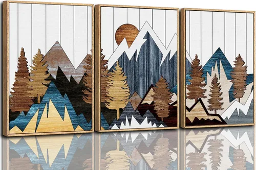 Vista 31 de CHDITB Juego de arte abstracto en lienzo enmarcado moderno para pared, ilustraciones contemporáneas para decoración del hogar, pintura de pared