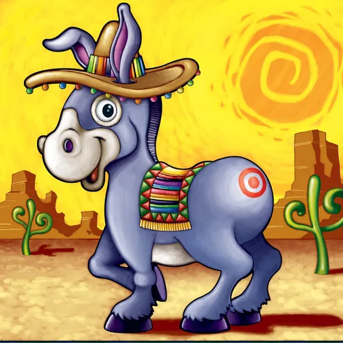 Vista 2 de Juego del burro para fiestas (máscara y 12 colas incluidas), accesorios de fiestas, 1 unidad, Paquete de 1, Multicolor