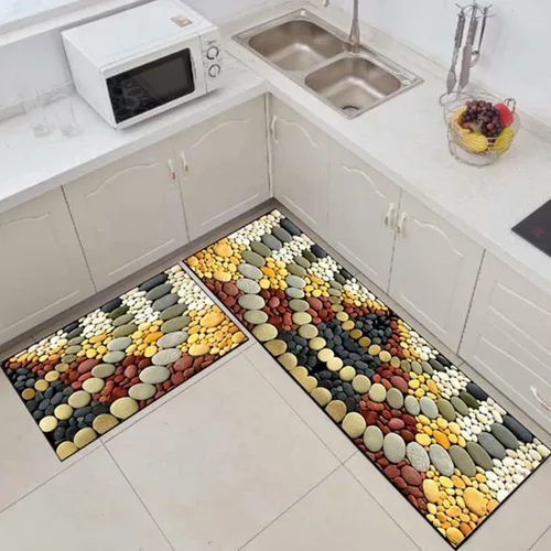 Vista 22 de Alfombras de cocina coloridas para piso, alfombras de cocina antideslizantes, juego de tapetes de cocina de granja, alfombras y tapetes de cocina