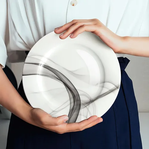 Vista 4 de IQCWOOD Platos de cena de porcelana blanca, juego de 6, 16.5 cm, platos de cena de porcelana, juego de platos blancos, platos blancos de cerámica