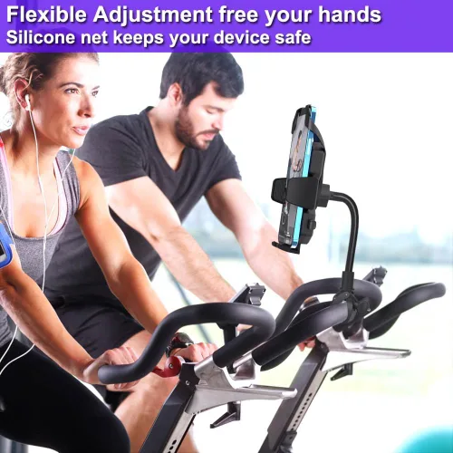 Vista 2 de Soporte de teléfono para bicicleta Peloton - Soporte universal Goosencek para bicicleta giratoria, bicicleta de ejercicio interior, soporte
