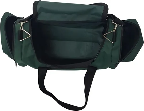Vista 11 de Bolsa de lona triple grande con apertura en U, bolsillo frontal y dos compartimentos laterales, perfecta bolsa de cabina fabricada en Estados Unidos.