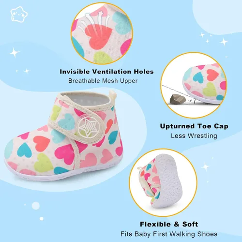 Vista 4 de JOINFREE Zapatillas transpirables para bebés y niñas, zapatos antideslizantes para primeros pasos, zapatos de cuna para interiores y exteriores