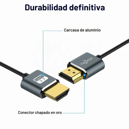 Vista 7 de Twozoh Cable HDMI a HDMI ultrafino de 1 pie, cable HDMI 2.0 hiperdelgado, cable HDMI extremadamente flexible compatible con 3D/4K @60Hz, 2160P, 1080P