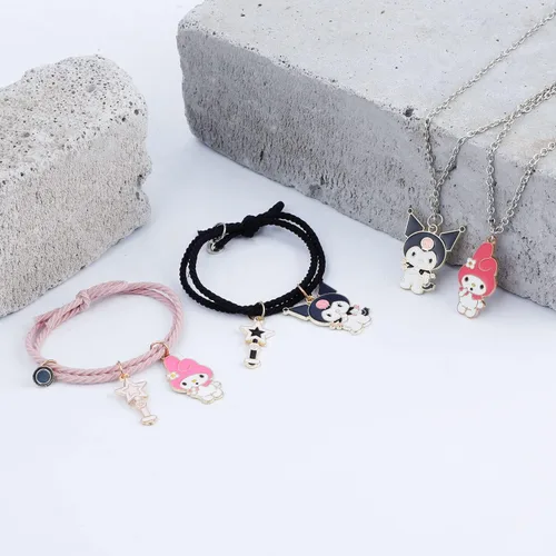 Vista 4 de Pulseras magnéticas de dibujos animados para parejas atracción mutua lindo collar de gatito Acero inoxidable multicolorfantasía